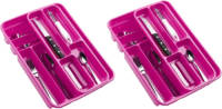 Forte Plastics 2x Stuks Bestekbakken/bestekhouders 2 Lagen Roze L40 X B30 X H7 Cm - Bestekbakken