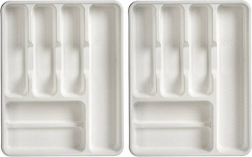 Arte r Set Van 2x Stuks Kunststof Bestekbakken/bestekhouders 6-vaks Wit 38 X 30 Cm - Bestekbakken