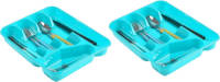 Forte Plastics 2x Stuks Bestekbakken/bestekhouders 5-vaks Blauw L27 X B34 X H5 Cm - Bestekbakken