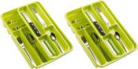 Forte Plastics 2x Stuks Bestekbakken/bestekhouders 2 Lagen Lime Groen L40 X B30 X H7 Cm - Bestekbakken