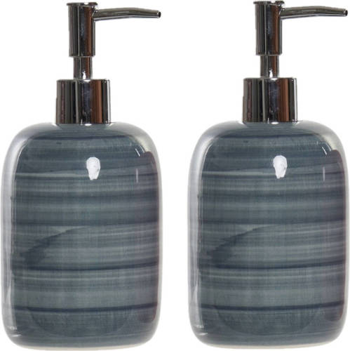 Items 2x Stuks Zeeppompjes/zeepdispensers Blauw Polystone 300 Ml - Zeeppompjes