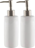Luxury houseware Set Van 2x Stuks Zeeppompjes/zeepdispensers Wit Keramiek 20 Cm - Zeeppompjes
