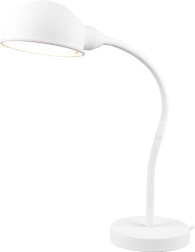 BES LED Led Bureaulamp - Tafelverlichting - Trion Pirle - E27 Fitting - Rond - Mat Wit - Aluminium