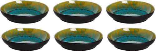 Palmer Bord Diep Lotus 21 Cm Zwart Turquoise Stoneware 6 Stuk(s)