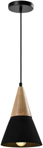 QUVIO Hanglamp Langwerpig Beton Met Hout Zwart - Quv5141l-black