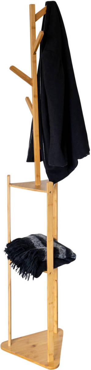 QUVIO Staande Kapstok Met Plank - Licht Bruin