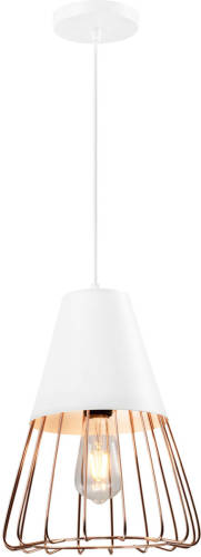 QUVIO Hanglamp Langwerpig Wit Met Rosegoud Frame - Quv5179l-white