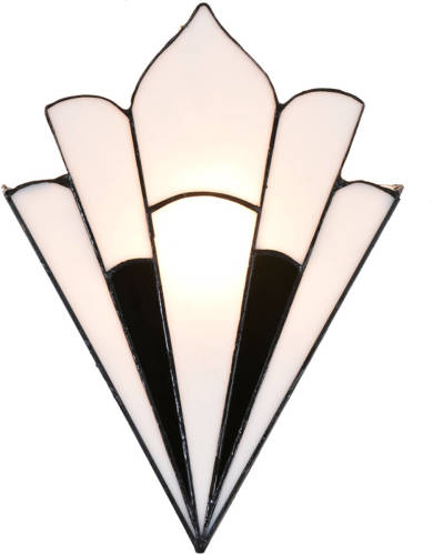Clayre & Eef Lumilamp Wandlamp Tiffany 36x3x21 Cm Wit Glas Muurlamp Sfeerlamp Tiffany Lamp Wit Muurlamp Sfeerlamp