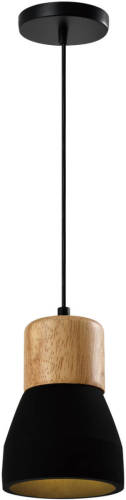 QUVIO Hanglamp Langwerpig Beton Met Hout Zwart - Quv5144l-black