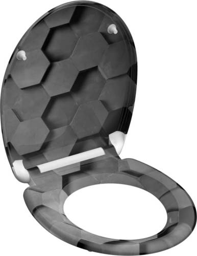 SCHÜTTE Toiletbril Met Soft-close Quick-release Grey Hexagons