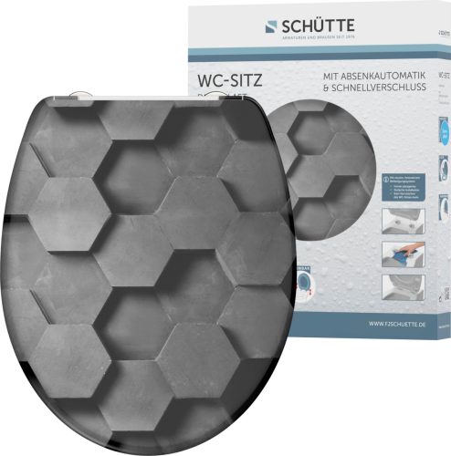 SCHÜTTE Toiletbril Met Soft-close Quick-release Grey Hexagons