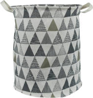QUVIO Wasmand Met Driehoeken - Beige / Grijs