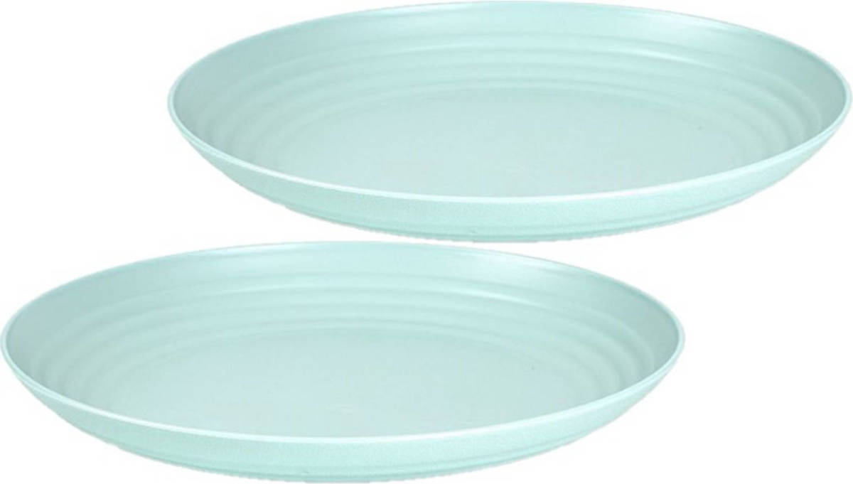 Forte Plastics Set Van 2x Stuks Rond Kunststof Borden Groen 25 Cm - Dinerborden
