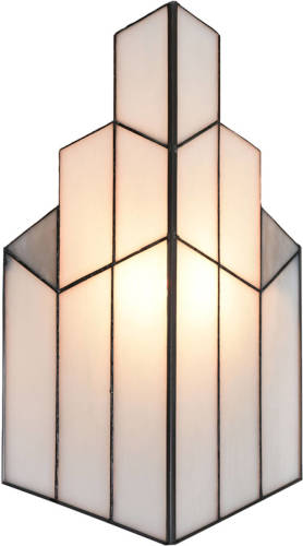 Clayre & Eef Lumilamp Wandlamp Tiffany 36x4x21 Cm Wit Glas Muurlamp Sfeerlamp Tiffany Lamp Wit Muurlamp Sfeerlamp