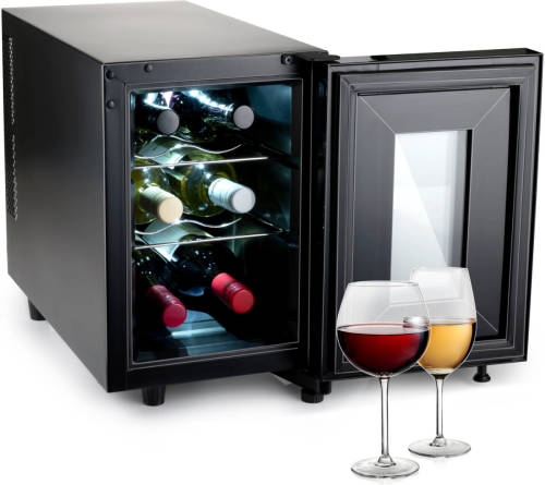 Alpina Wijnkoelkast - 230v - 6 Flessen - Instelbare Temperatuur 11°c Tot 18°c - Digitale Display - Zwart