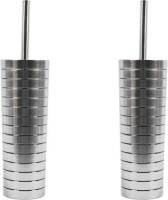 Discountershop.nl 2 X Toiletborstel Plastic Toiletborstel Rvs Look Toiletborstel- Toiletborstelhoud 37x10cm Wc Borstel Toiletborstel