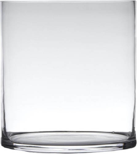 Hakbijl Glass Transparante Home-basics Cylinder Vorm Vaas/vazen Van Glas 30 X 25 Cm - Vazen