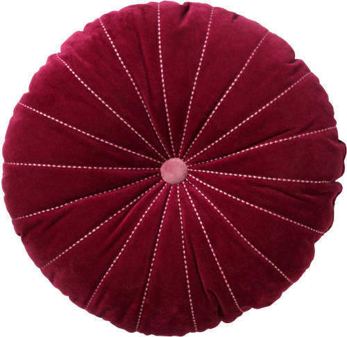 Dutch Decor - Maan - Sierkussen Rond Velvet Red Plum 50 Cm - Roze