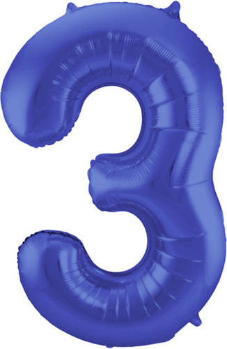 Shoppartners Cijfer 3 Mat Blauw Helium 86cm