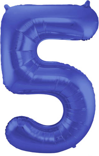 Shoppartners Cijfer 5 Mat Blauw Helium 86cm