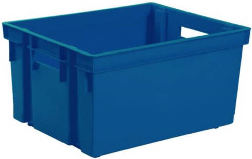 Eda Plastique Kunststof Opbergkrat Stapelbaar Donkerblauw L44 X B35 X H24 Cm - Opbergbox
