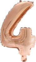 Haza Original Folie Ballon Cijfer 4 Rosé Goud 41 Cm Met Rietje