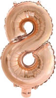 Haza Original Folie Ballon Cijfer 8 Rosé Goud 41 Cm Met Rietje