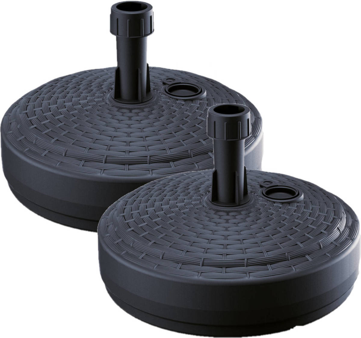 Prosperplast 2x Stuks Ronde Rotan Kunststof Parasolvoeten Antraciet 10 Liter - Parasolvoeten