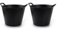 Synx Tools 2x Flexibele Emmer / Wasmand Zwart 45 Liter - Opbergmanden - Wassorteerder - Wasmanden - Flexibele Emmers - W
