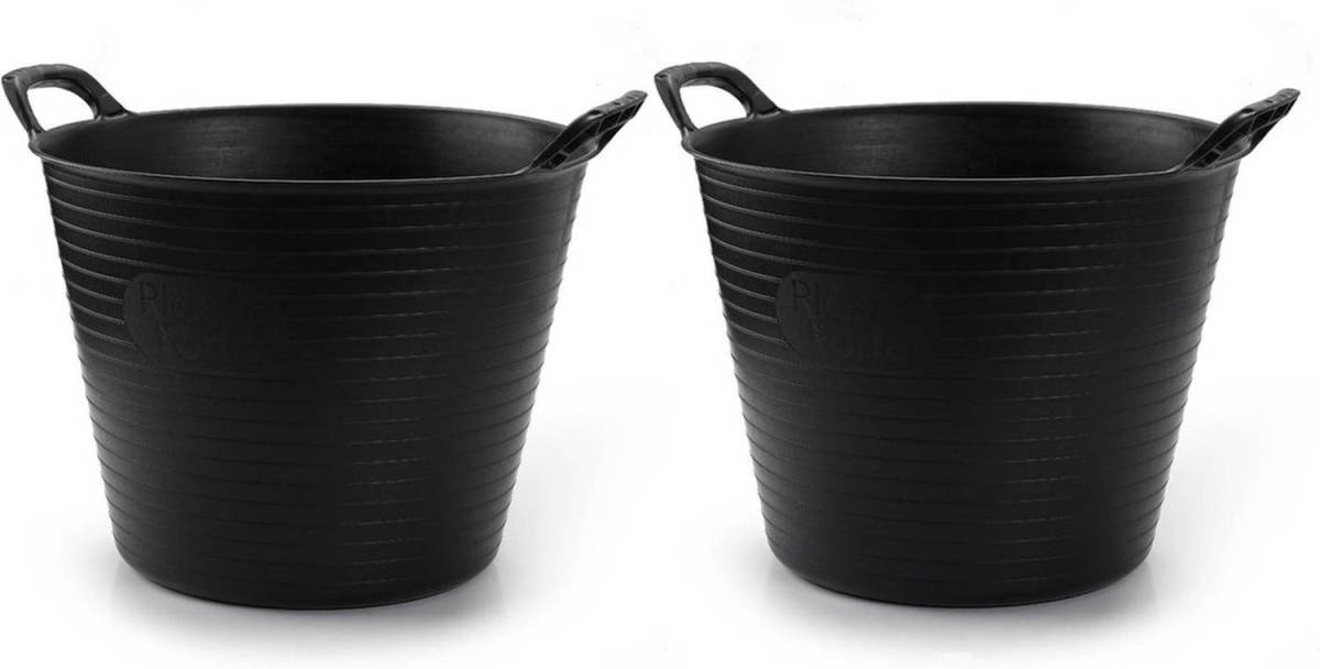 Synx Tools 2x Flexibele Emmer / Wasmand Zwart 45 Liter - Opbergmanden - Wassorteerder - Wasmanden - Flexibele Emmers - W