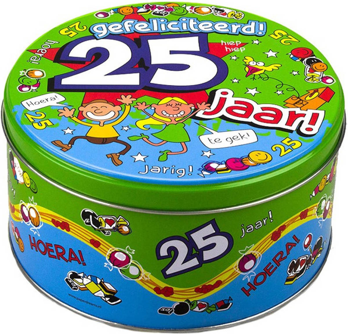 Paperdream 25 Jaar Snoeptrommel/bewaarblik Verjaardag Decoratie/versiering - Cadeau Blikken