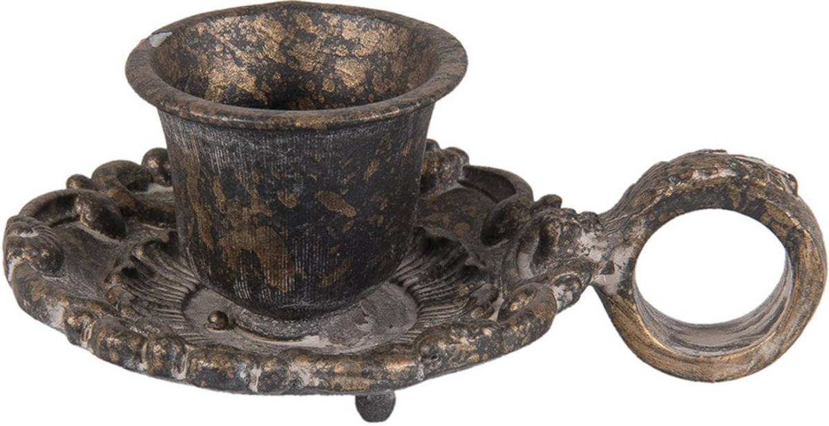 Clayre & Eef Kandelaar 9x6x4 Cm Bruin Ijzer Kaarsenstandaard Kaarsenhouder Bruin Kaarsenstandaard Kaarsenhouder