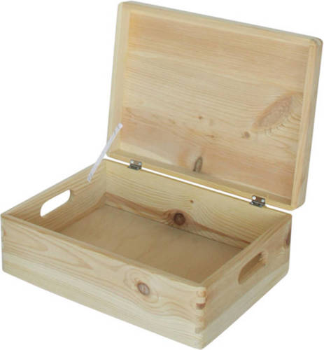 Practo Home Opbergkist Met Deksel - Massief Dennenhout - 40cm X 30xm X 15cm