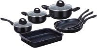 Herzberg 10 Pieces Marble Coated Cookware Set - Black