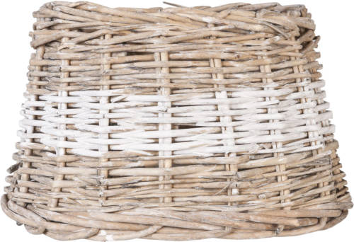 Clayre & Eef Lampenkap Band Wit 25x18x16 Cm / E27 - Bruin - Rotan