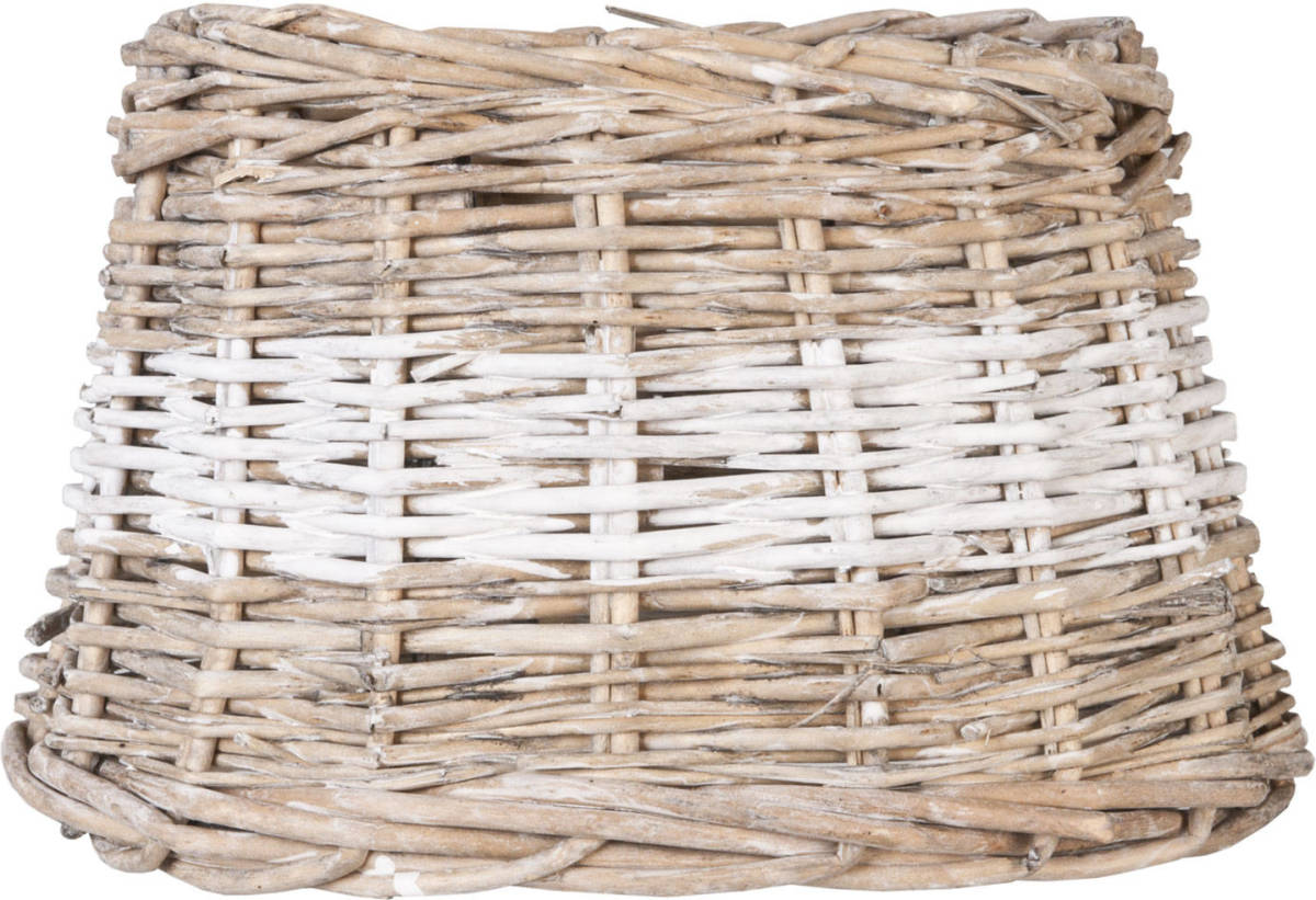 Clayre & Eef Lampenkap Band Wit 25x18x16 Cm / E27 - Bruin - Rotan