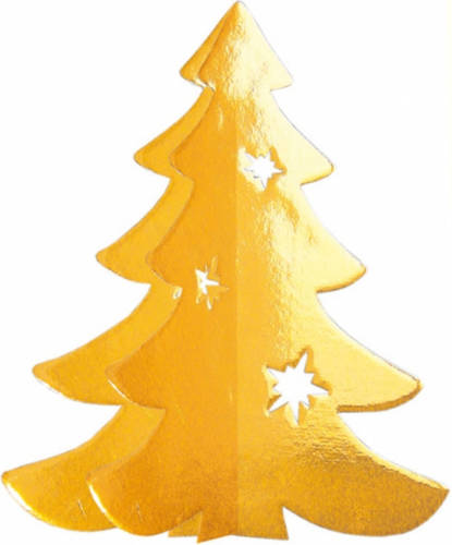 Bellatio Decorations Hangdecoratie Karton Kerstboom Goud 35 Cm - Hangdecoratie