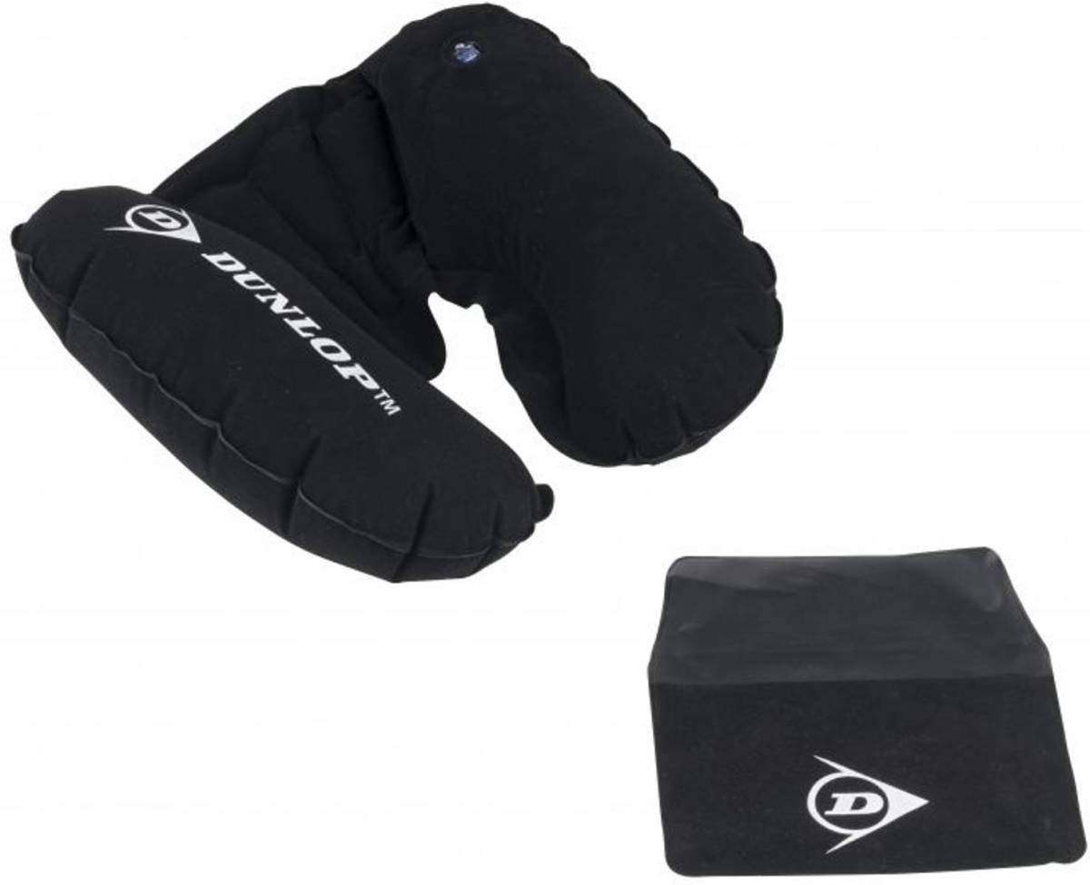 Dunlop Hoofd- En Nekkussen - Opblaasbaar - Met Opbergtas - Zwart