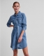 PIECES Jeansjurk PCOSALINA LS MIDI DNM MB DRESS NOOS BC