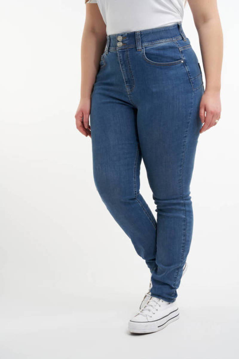 MS Mode shaping high waist skinny jeans donkerblauw