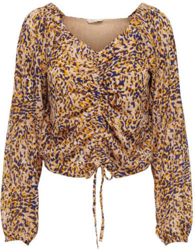 Only crop top ONLSTAR met dierenprint bruin/blauw/geel