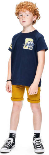 Retour Denim T-shirt Pharrel met backprint donkerblauw/geel