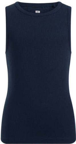 WE Fashion ribgebreide top donkerblauw