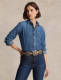 Polo ralph lauren blouse medium blue denim