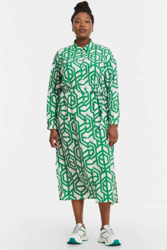 VERO MODA CURVE blousejurk VMJENNY met all over print groen/ecru