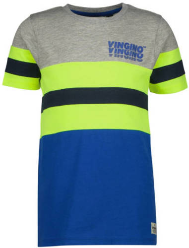 Vingino T-shirt HAVAR blauw/limegroen/grijs
