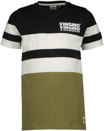 Vingino T-shirt HAVAR zwart/wit/kaki