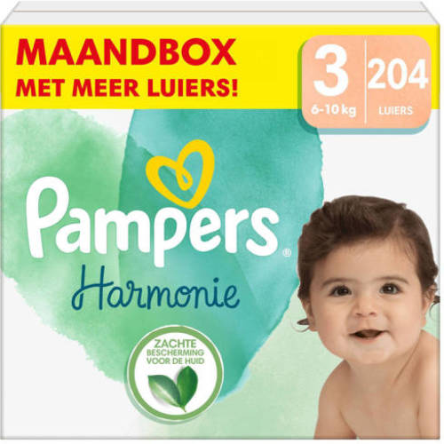 Pampers Harmonie Maat 3 (6-10kg) - 204 luiers maandbox