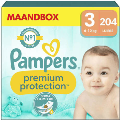 Pampers Premium Protection Maat 3 (6kg-10kg) - 204 luiers maandbox