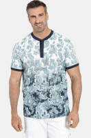 Charles Colby regular fit T-shirt EARL COLLYNS Plus Size met all over print blauw